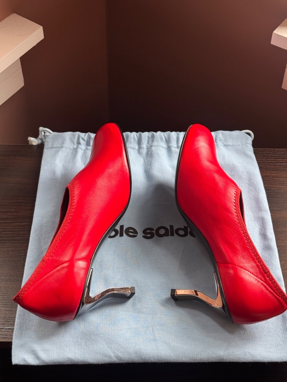 NICOLE SALDAÑA Red Harper Leather Heels - Picture 7 of 10